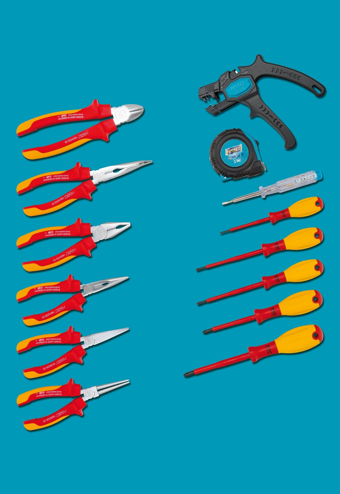 HAZET Gereedschapassortiment - geïsoleerd 0-20/14 - 14-delig - 0,4 x 2,5 - 0,8 x 4 - PH1 - PH2