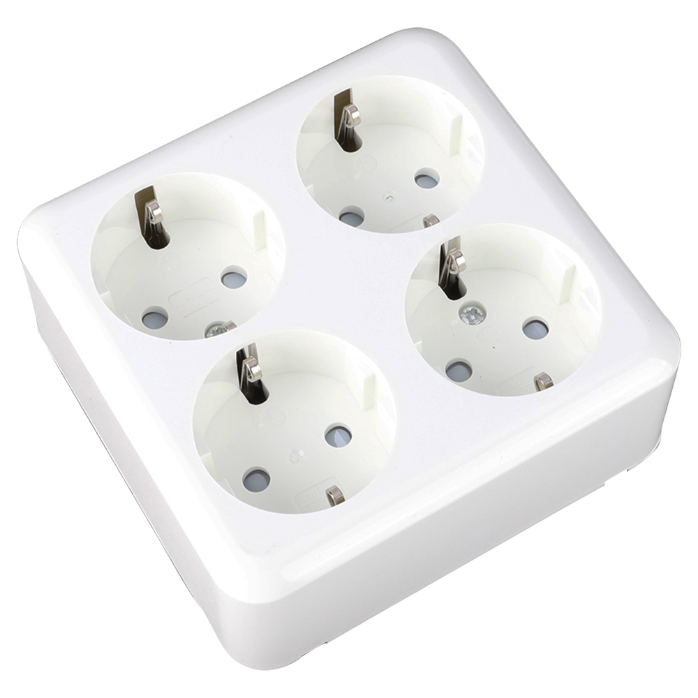 Q-Link Contactdoos | Opbouw | 4-voudig | Randaarde | Vierkant | Polarwit - 00.947.76 afbeelding