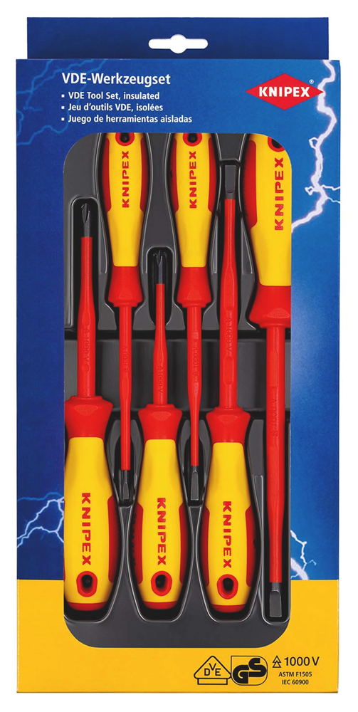 Knipex VDE schroevendraaier pakket | Sleuf / Phillips® | Zelfbedieningskaart/blister - 00 20 12 V02