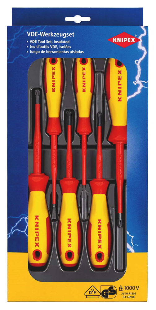 Knipex VDE schroevendraaier pakket | Sleuf / Phillips® / Pozidriv® | Zelfbedieningskaart/blister - 00 20 12 V04