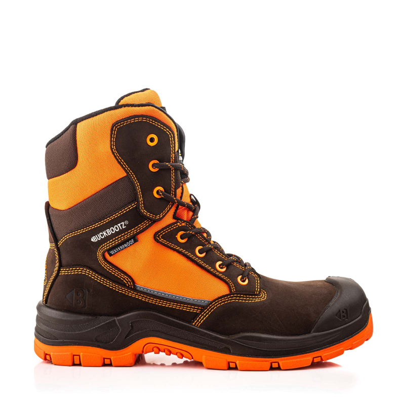BuckBootz Werkschoen BVIZ1 Hoog S3 + KN | Zwart/Oranje BVIZ1OR | Maat 44 - 00.176.086.44 afbeelding