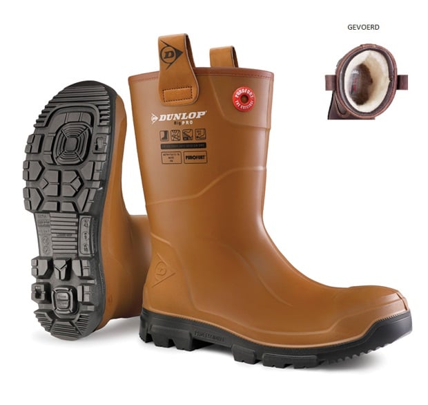 Dunlop LJ2HR48FL Rigpro Gevoerd S5 | Bruin | Maat 48 - 8713197053439