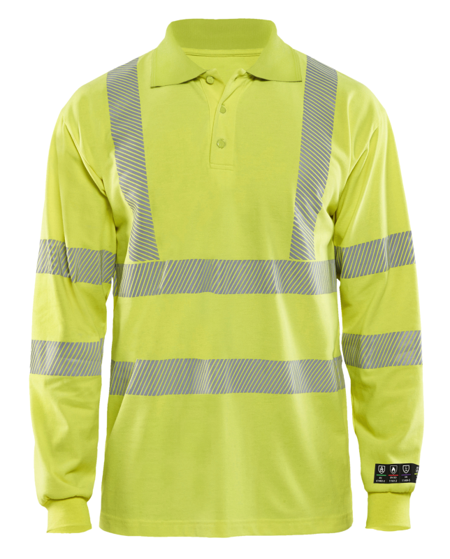 Blåkläder Multinorm piqué polo lange mouw 34391726 | High-Vis Geel | Maat S - 7330509536537 afbeelding 1