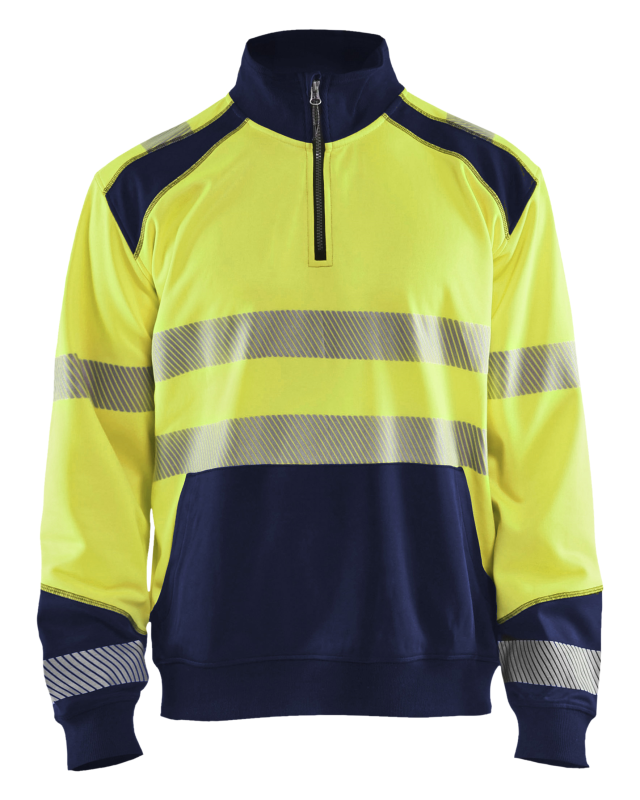 Blåkläder Sweatshirt halve rits High-Vis 35562528 | High-Vis Geel/Marineblauw | Maat S - 7330509610121 afbeelding 1