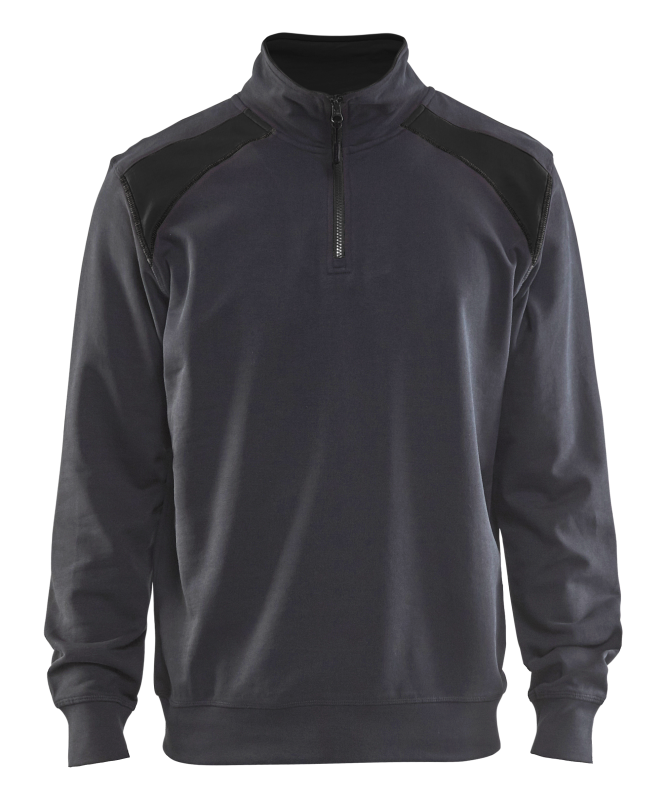 Blåkläder Sweatshirt bicolour met halve rits 33531158 | Medium Grijs/Zwart | Maat S - 7330509697245 afbeelding 1