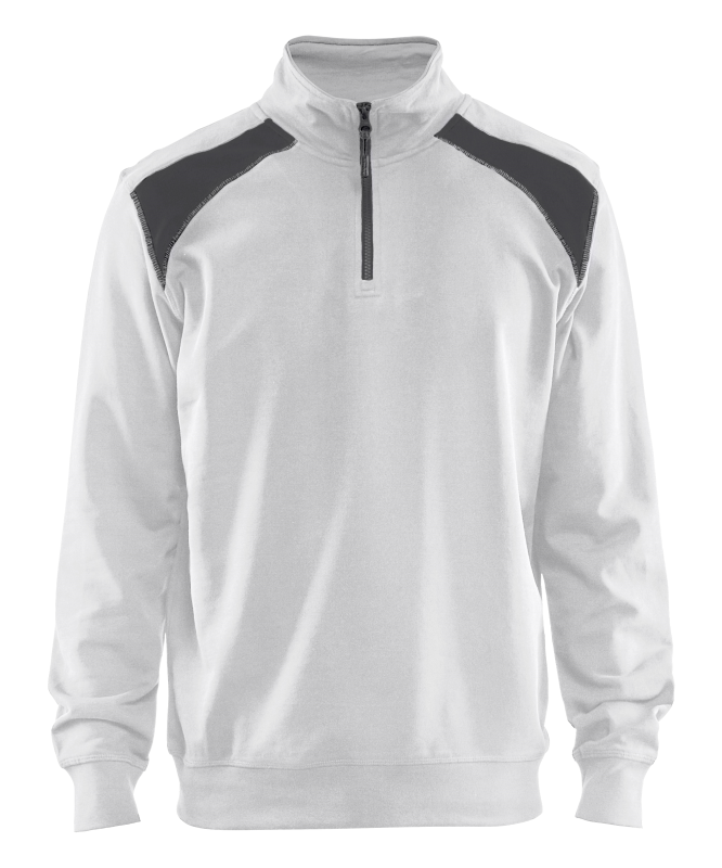 Blåkläder Sweatshirt bicolour met halve rits 33531158 | Wit/Donkergrijs | Maat 4XL - 7330509731635 afbeelding