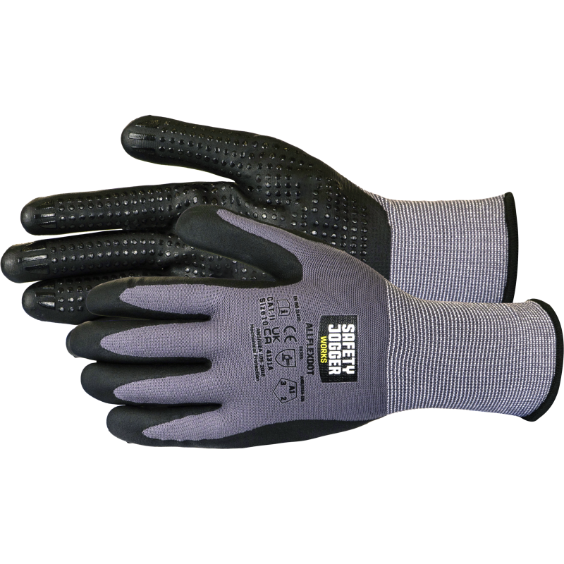 Safety Jogger AllFlexDot Handschoenen 12-Pack 4131A | Zwart | Maat 8 - 5401124557046