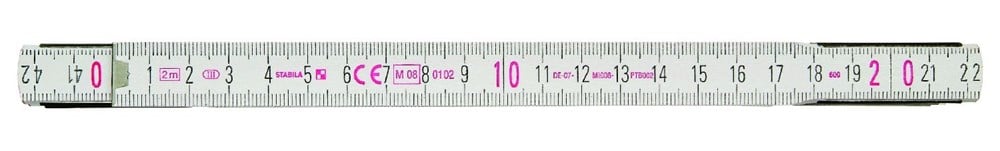 Stabila Duimstok, 1607 wit Hout 2m - 01134