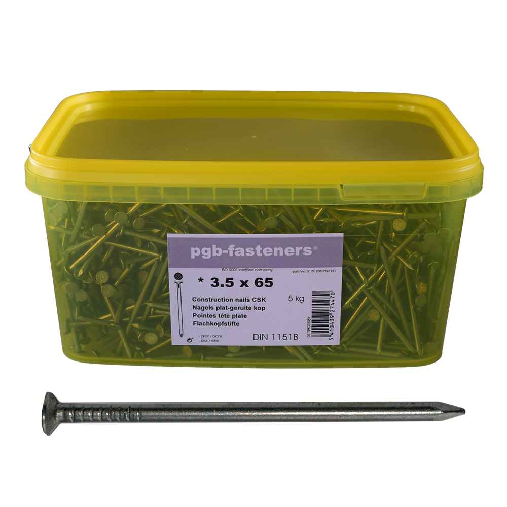 pgb-Europe PGB-FASTENERS | Nagel plat kop D.1151B Ø 3,00x65 (emmer) 000NPK00000300065M