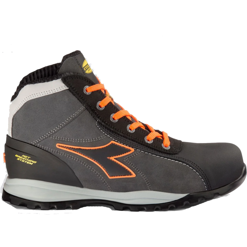 Diadora Werkschoen Glove Net Mid Pro 181123 / 173527 S3L Asfalt/Oranje | Asfalt/Oranje Fluo | Maat 48 - 8053607614684 afbeelding