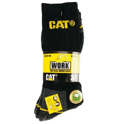 Cat Sokken 3-Pack 96460 | Zwart/Grijs | Maat 41/45 - 5420018113885