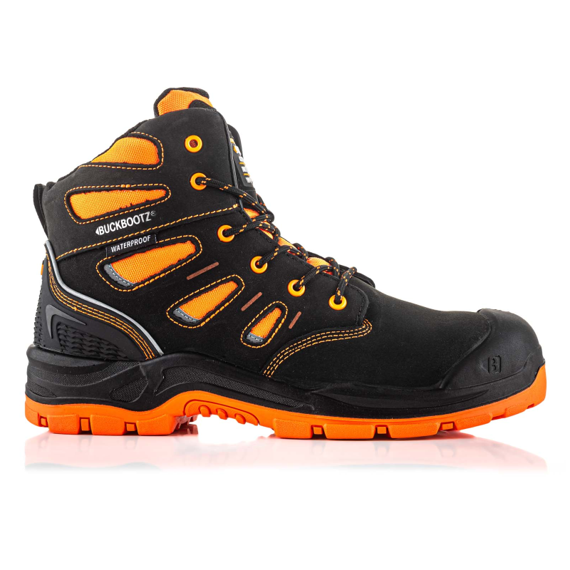 BuckBootz Werkschoen BVIZ2 Hoog S3 + KN Zwart/Oranje | Zwart/Oranje | Maat 46 - 5055138022382 afbeelding 1
