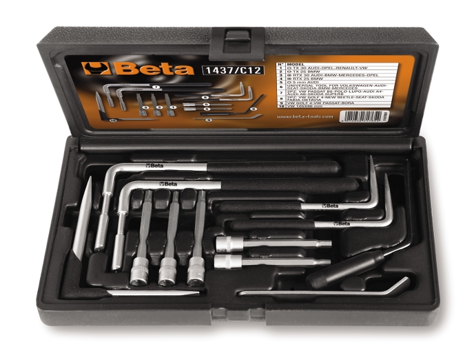 Beta 1437 C12 12-delig assortiment gereedschappen voor het verwijderen van airbags 014370001