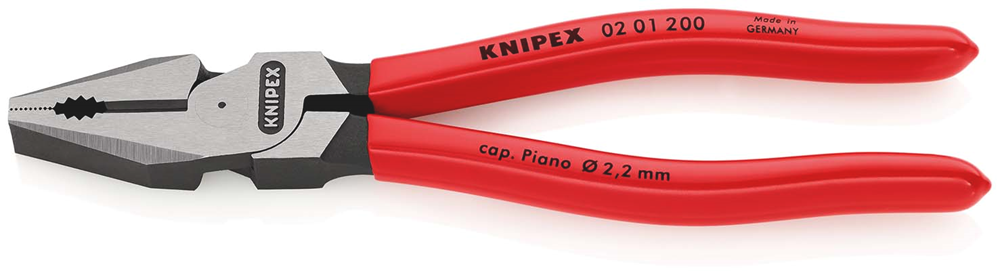 Knipex Kracht-kombitang | Kunststof bekleed | Zwart geatramenteerd | Lengte 200 mm | Zelfbedieningskaart/blister - 02 01 200 SB
