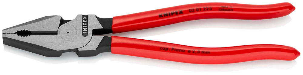 Knipex Kracht-kombitang | Kunststof bekleed | Zwart geatramenteerd | Lengte 225 mm | Zelfbedieningskaart/blister - 02 01 225 SB