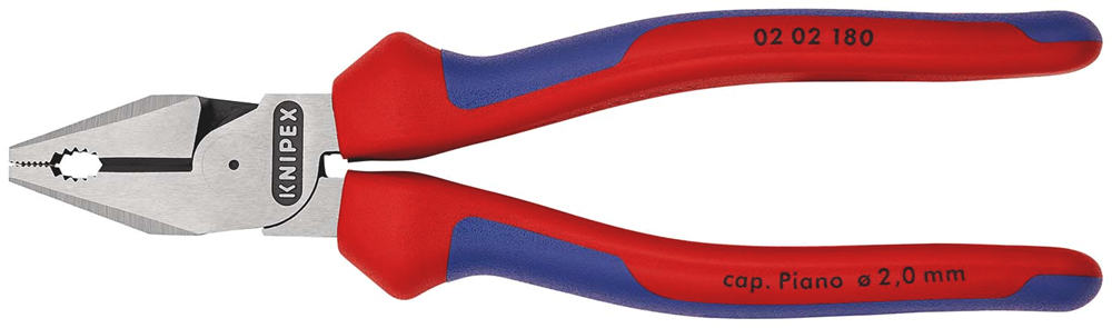 Knipex Kracht-kombitang | Meer-componentengrepen | Zwart geatramenteerd | Lengte 180 mm | Zelfbedieningskaart/blister - 02 02 180 SB