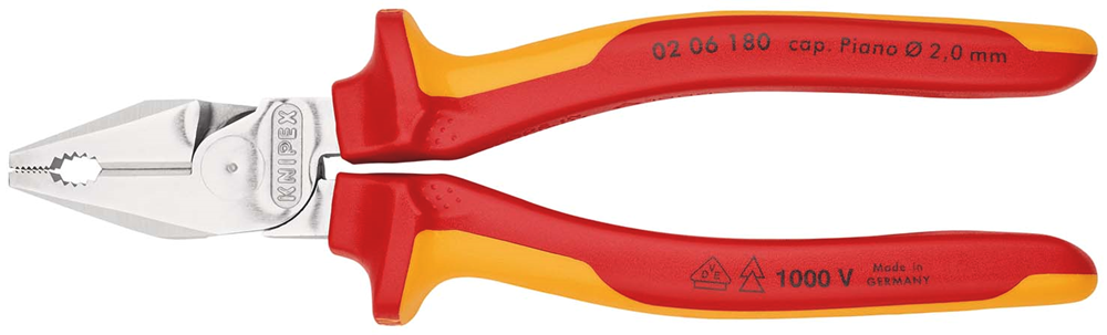 Knipex Kracht-kombitang geïsoleerd | Meer-componentengrepen | VDE-getest | Verchroomd | Lengte 180 mm - 02 06 180 SB