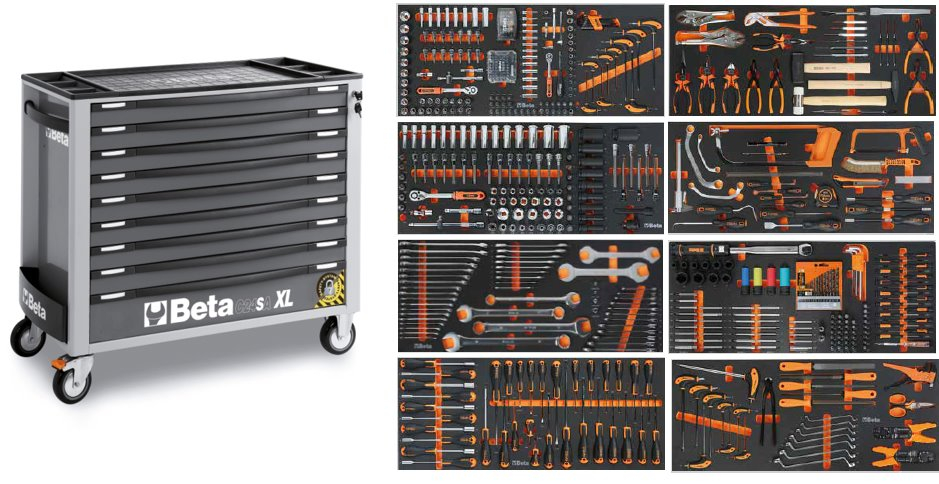 Beta 2400S XLG9/E-XXL | Gereedschapswagen | 9 laden | Grijs | 614-delig - 024006255
