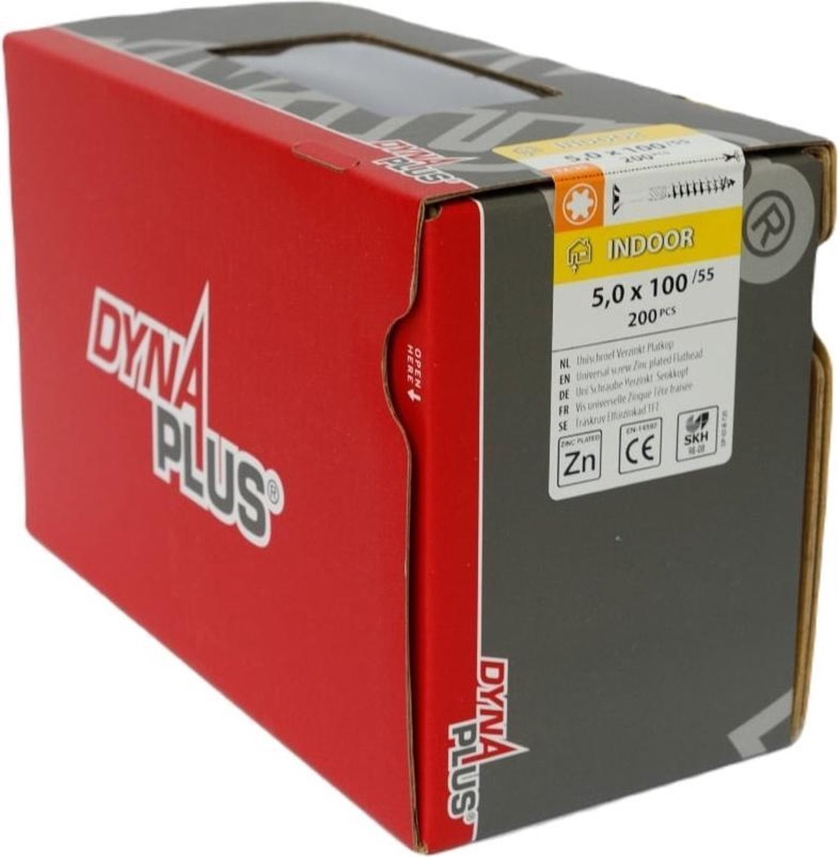 Dynaplus Unischroef/Spaanplaatschroef Verzinkt Platkop Deeldraad Torx TX25 5.0X100/55 | 200 stuks - 0281.01.42601