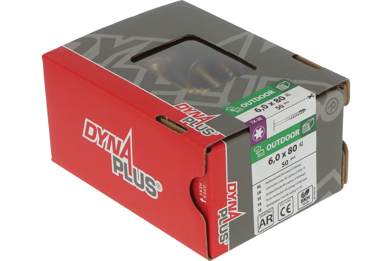 Dynaplus Houtbouwschroef Ar-Bronze Tk +Snijpunt Torx TX30 6.0X80/42 | 50 stuks - 0286.08.50401
