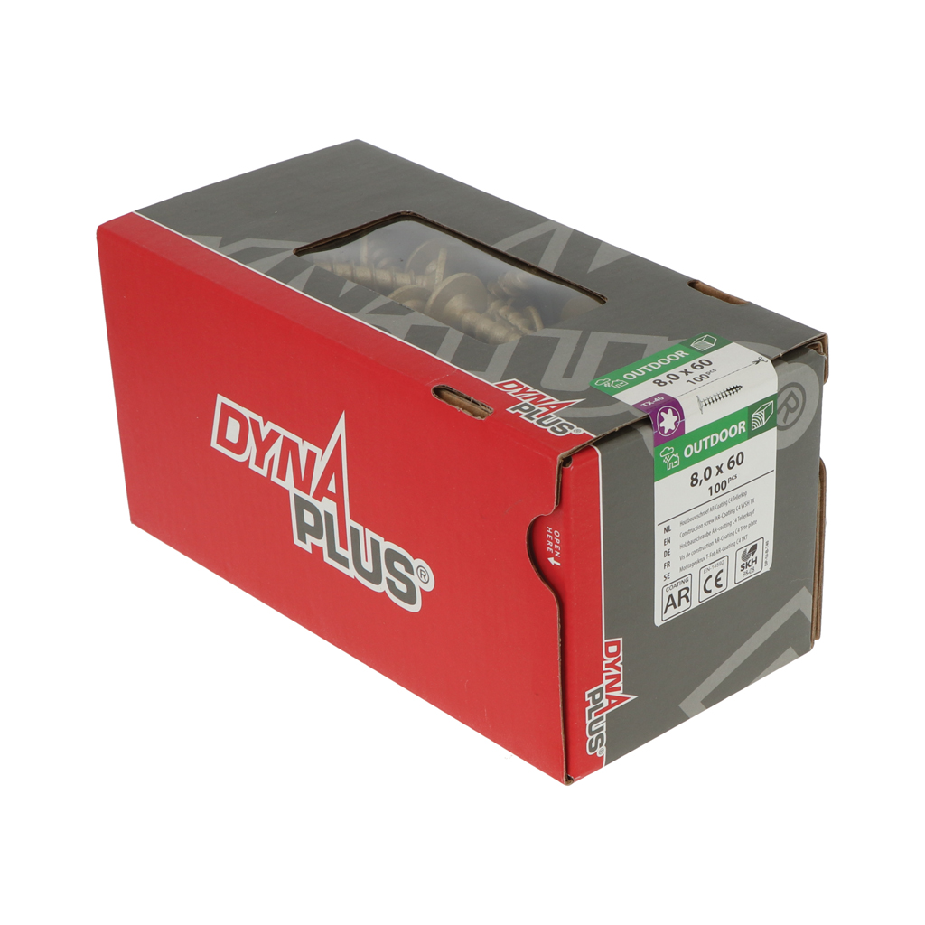 Dynaplus Houtbouwschroef Ar-Bronze Tk +Snijpunt Torx TX40 8.0X60 | 100 stuks 0286.08.62001