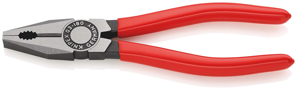 Knipex Kombitang | Kunststof bekleed | Zwart geatramenteerd | Lengte 180 mm | Zelfbedieningskaart/blister - 03 01 180 SB