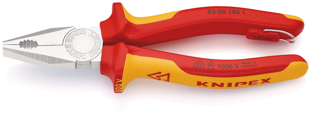 Knipex Kombitang geïsoleerd | Meercomponenten-omhullingen | VDE-gekeurd | Geïntegreerde openingsveer - 03 06 180 T BK