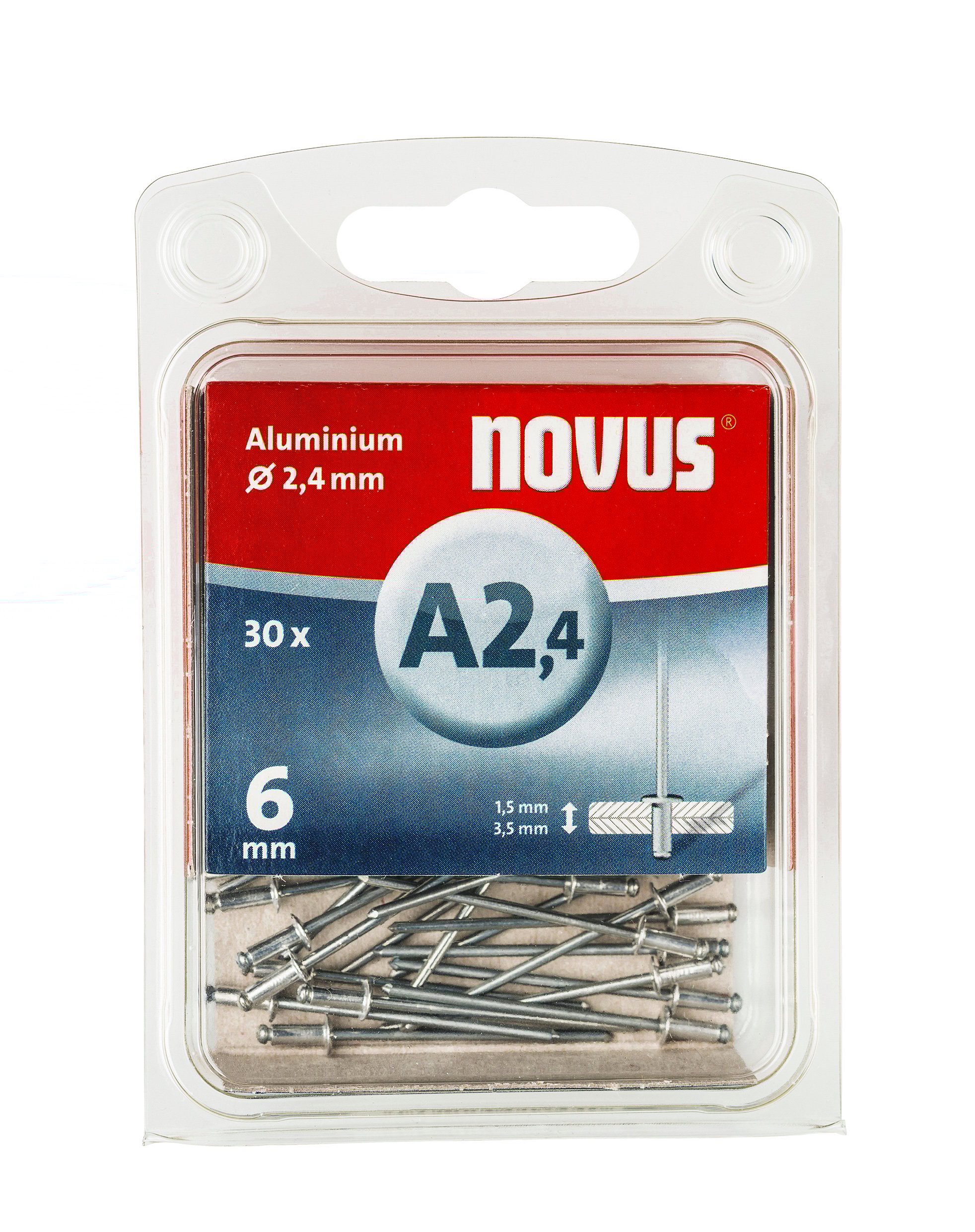 Novus Blindklinknagel A2,4 X 6mm | Alu SB | 30 stuks - 045-0019 045-0019