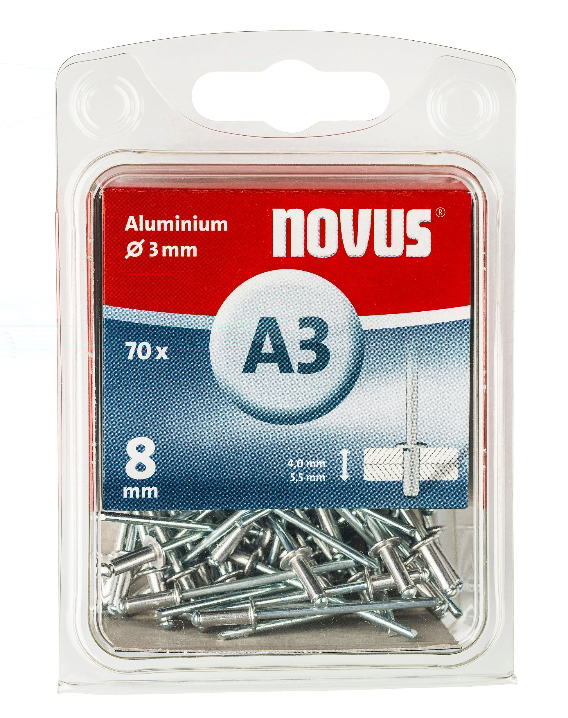 Novus Blindklinknagel A3 X 8mm | Alu SB | 70 stuks - 045-0029 045-0029