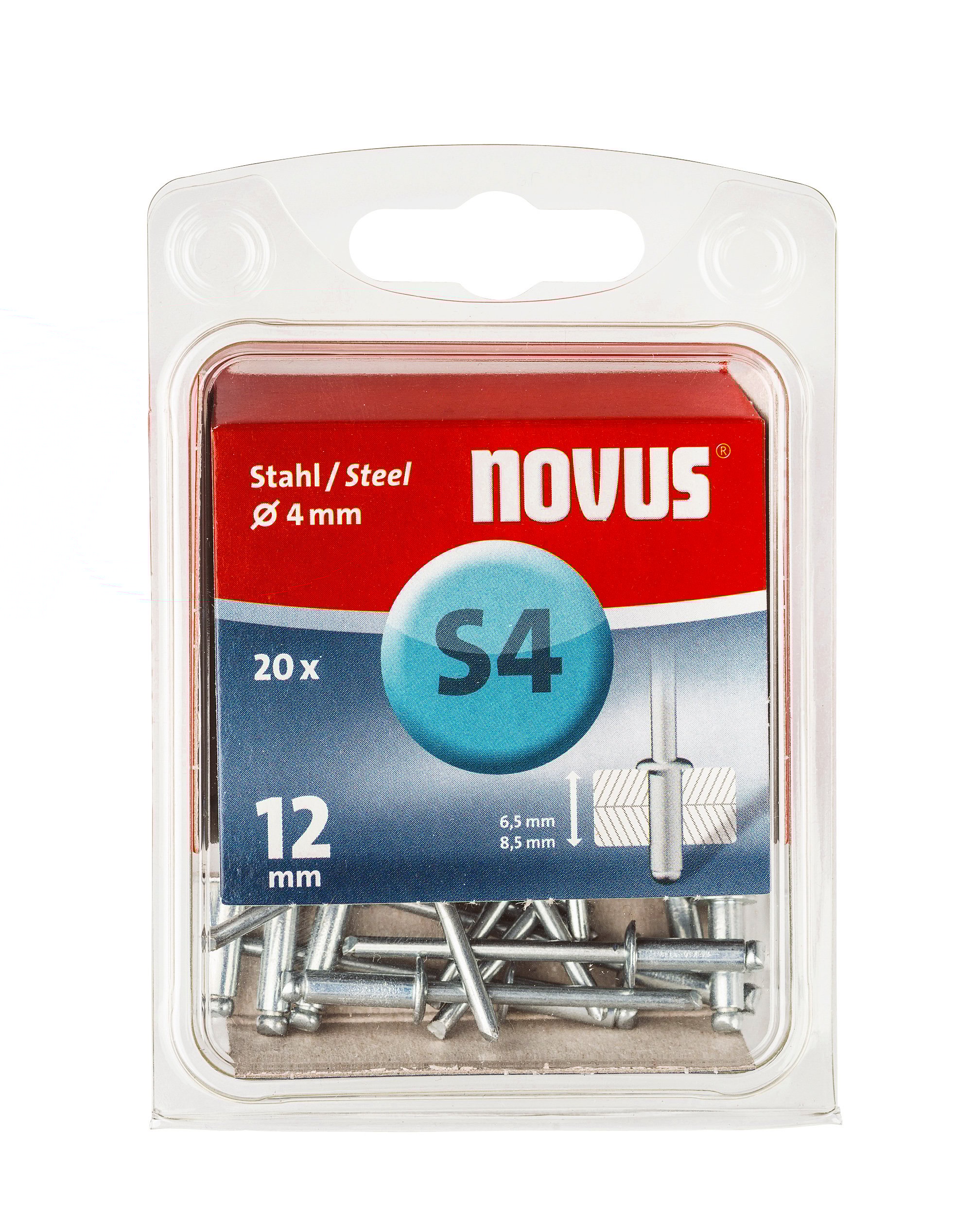 Novus Blindklinknagel S4 X 12mm, Staal S4 | 20 stuks - 045-0037 045-0037