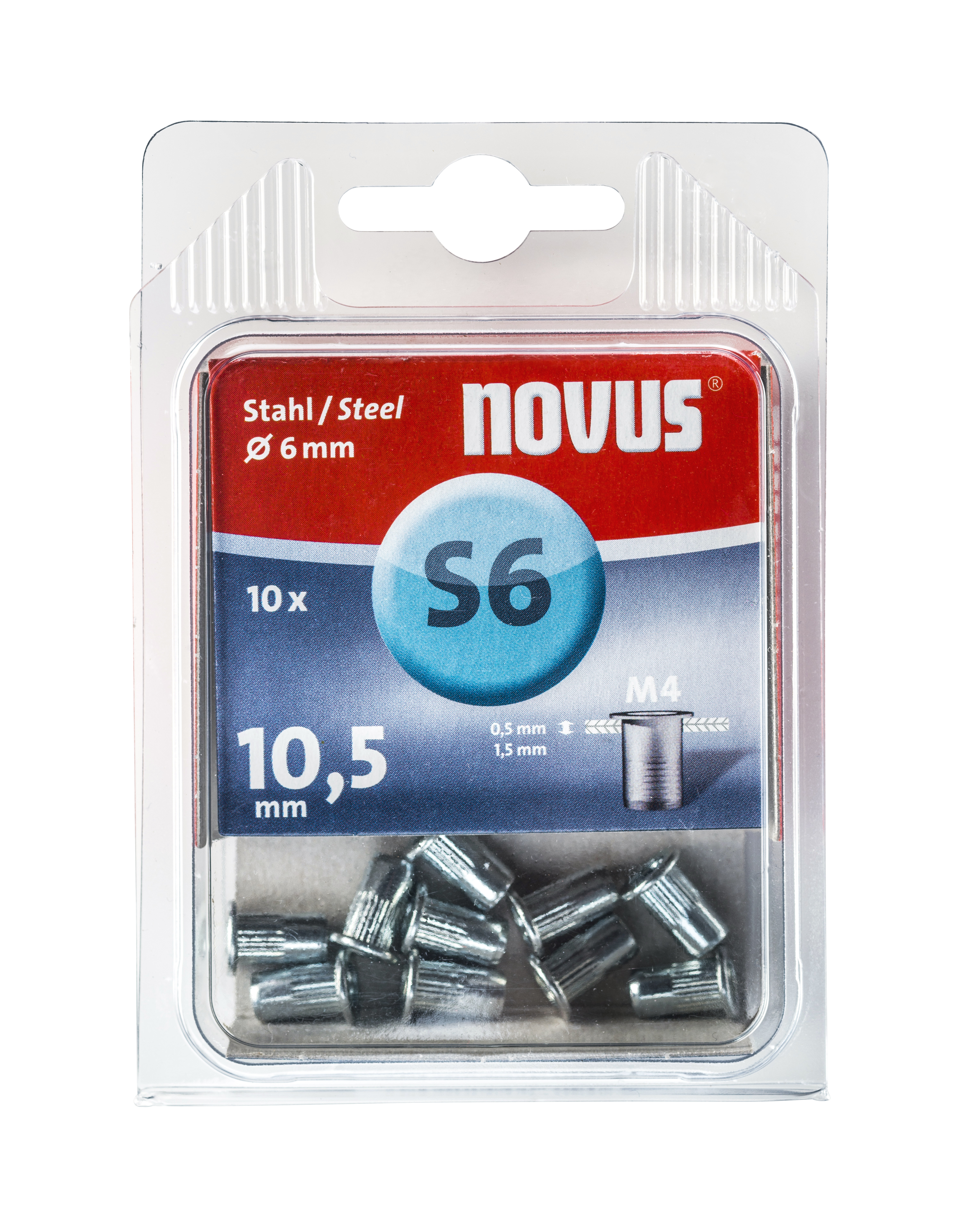 Novus Blindklinkmoer M4 X 10,5mm, Staal | 10 stuks - 045-0044 045-0044