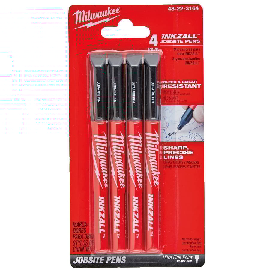 Milwaukee Accessoires INKZALL Fine Tip Black Pens - 4pc - 48223164