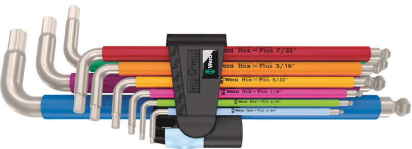 Wera 3950/9 Hex-Plus Multicolour Imperial 1 | Stiftsleutelset | RVS | 9-delig - 05022860001