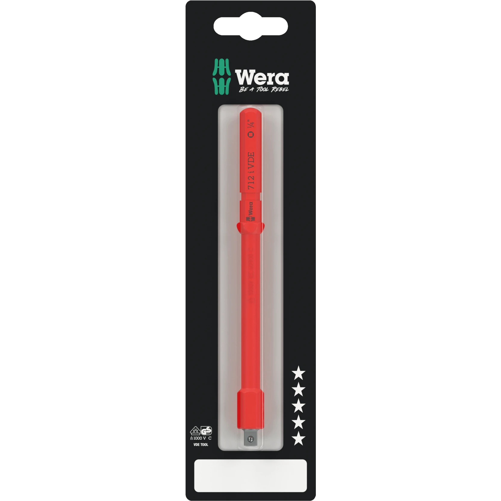 Wera Kraftform Kompakt A VDE 712 i SB adapterkling | geïsoleerd | voor 1/4" doppen | 1/4" x 154 mm - 05073702001
