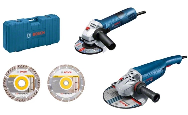 Bosch Blauw GWS 22-230 J haakse slijper | 230mm 2200w | + GWS 7-125 Haakse Slijper + diamantschijven - 06018C130A