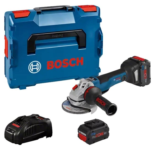 Bosch Blauw GWS 18V-10 PSC Accu Haakse Slijper | 2 x 5.5 Ah accu + Snellader | In L-Boxx 136 06019G3F0E