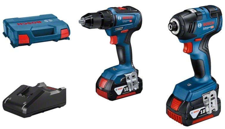 Bosch Blauw Combopack | GSR 18V-55 Accu-schroefboormachine + GDR 18V-200 Accu-slagschroevendraaier | 18V | 2 x 4.0 Ah accu + lader | in L-Case -