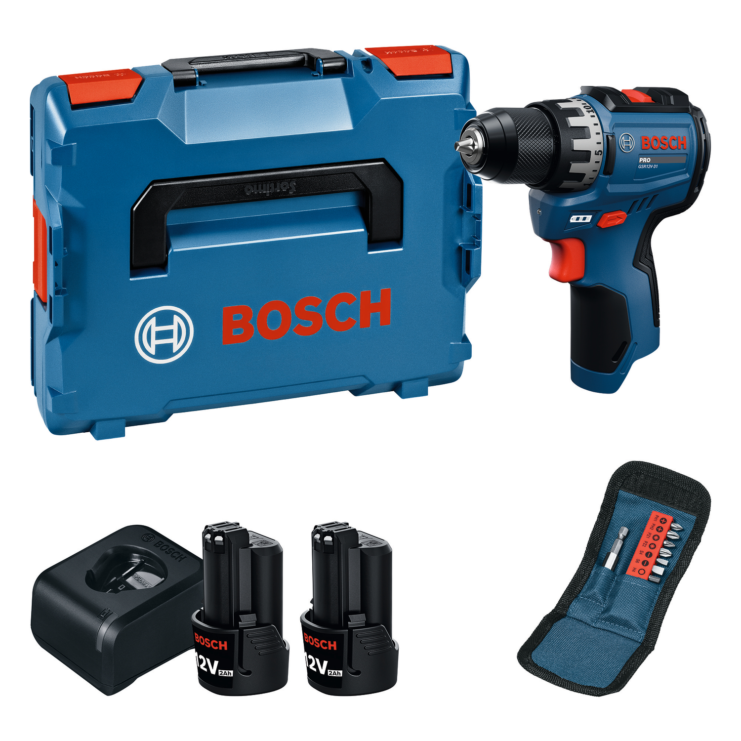 Bosch Blauw GSR 12V-31 Accu schroefboormachine 12V | 2x GBA 12V 2,0Ah + GAL 12V-40 | In L-Boxx - 06019S6013