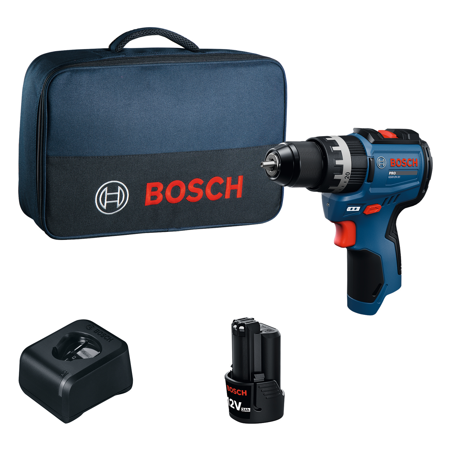 Bosch Blauw GSB 12V-31 Accu klopboorschroefmachine 12V | 1x GBA 12V 2,0Ah + GAL 12V-20 | In tas - 06019S6105