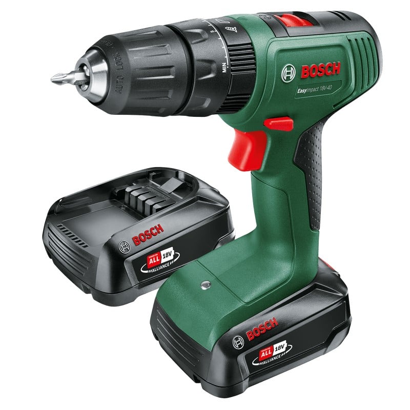 Bosch Groen EasyImpact 18V-40 | Accuklopboorschroevendraaier | met twee standen | Incl. 2 Accu's en Lader - 06039D8108