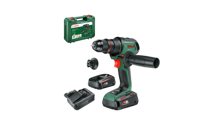 Bosch Groen AdvancedDrill 18V-80 QuickSnap Accuschroefboormachine | 45-min. lader (AL 18V-44) en 2x 18 V Li-Ion accu&apos;s (2 5 Ah)) 06039E2002