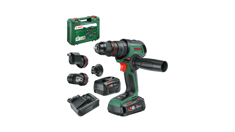 Bosch Groen AdvancedImpact 18V-80 QuickSnap | Accu Klopboormachine | 82 Nm | Incl. accessoires | 2x 18 V Li-Ion accu&apos;s (2 5 Ah & 4.0 Ah) + oplader |