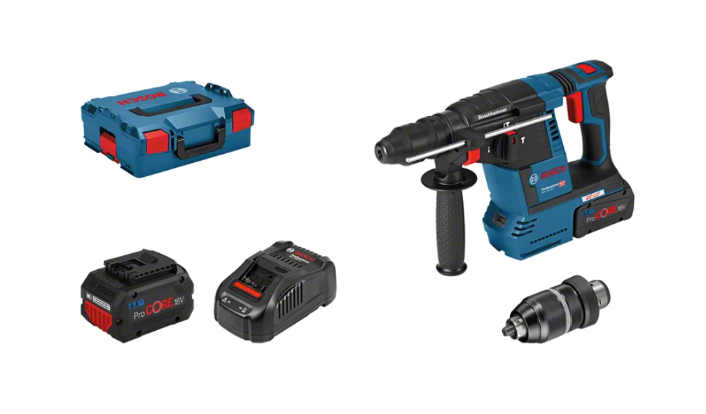 Bosch Blauw GBH 18V-26 F | Accuboorhamer | SDS plus | met boorhouder | 2x ProCORE18V 5.5Ah - 061191000F