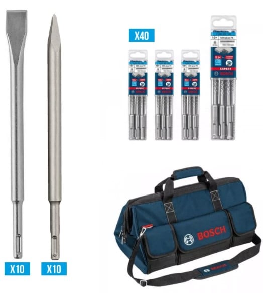 Bosch Accessoires Constructieset SDS-Plus | 20 beitels + 40 EXPERT SDS-Plus boren 7X - 061599760X