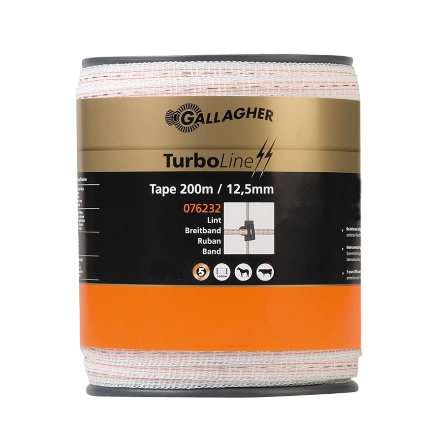 Gallagher TurboLine lint 12,5mm wit 200m - 076232 076232