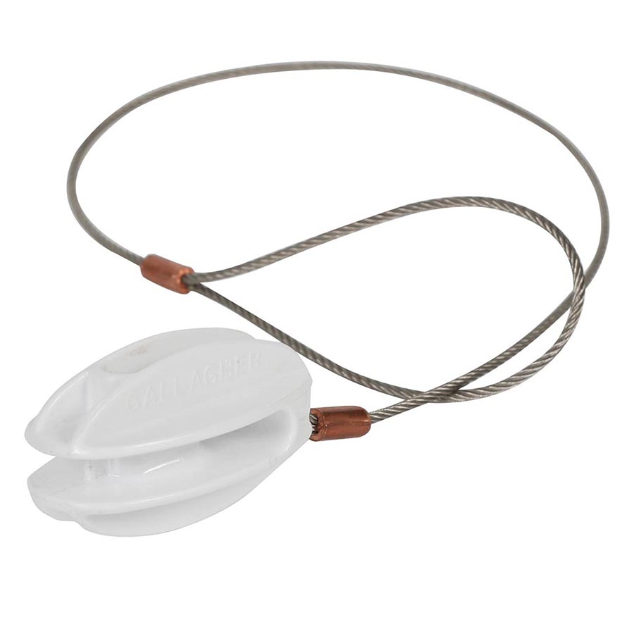 Gallagher Hoekisolator versterkt wit met RVS kabel (5) - 079483 079483