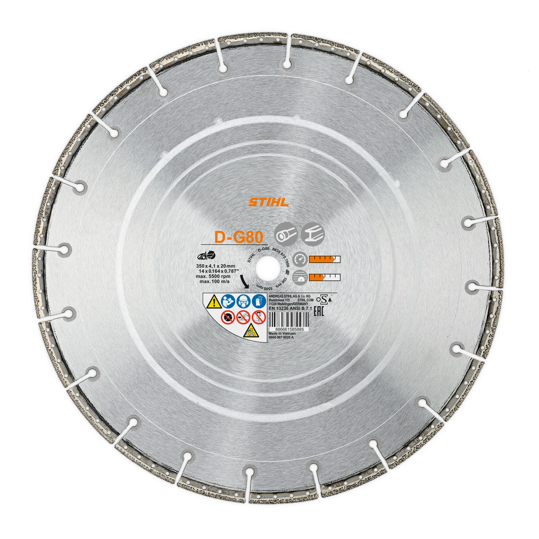 Stihl Accessoires Doorslijpschijven D-G80 Ø 230mm/9" - 08350707001