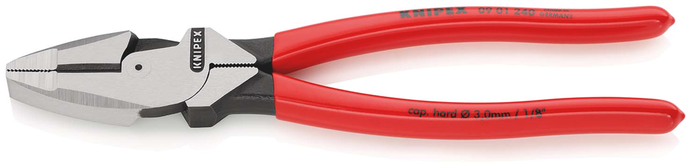 Knipex Kracht-kombitang "Lineman's Pliers" Amerikaans model | Anti-slip kunststof bekleed | Lengte 240 mm - 09 01 240