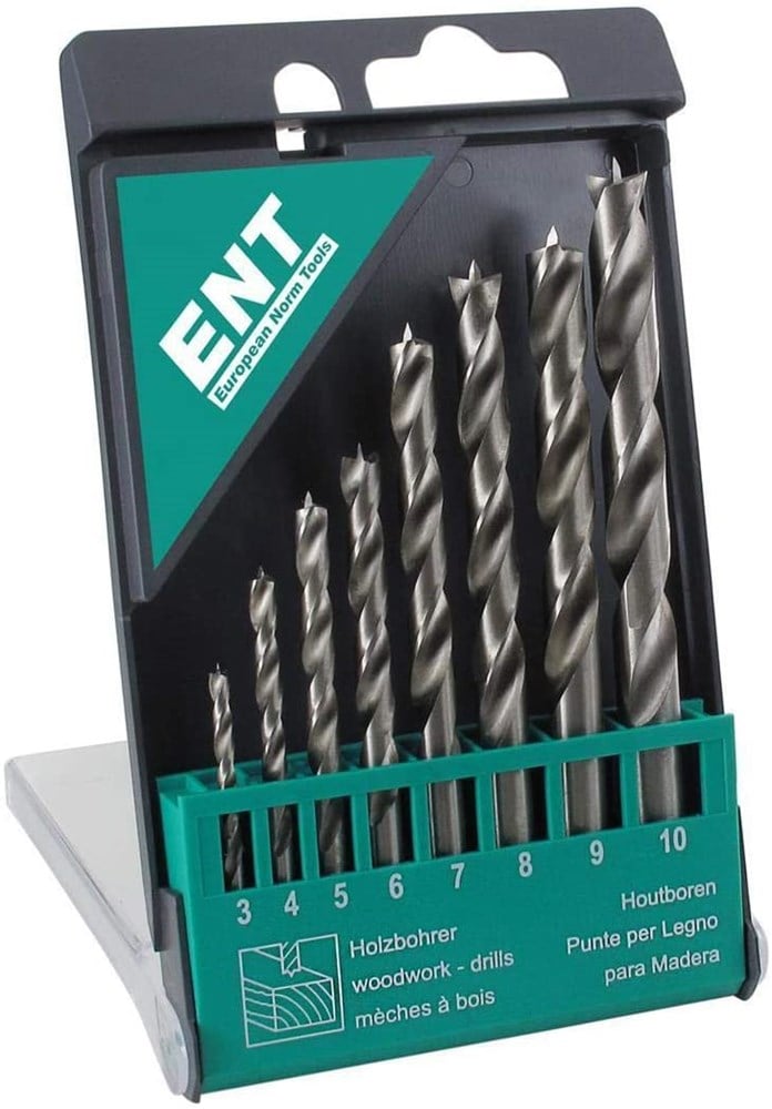 ENT DURADRILL 8-dlg. houtboorset 3-10mm, hele maten - 7909248