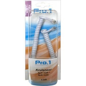 Enzo Pro-1 Krulsnoer 4p4c naar 4p4c wit 4,5 meter 9297060